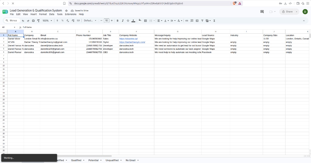 Google Sheets Master Central Database