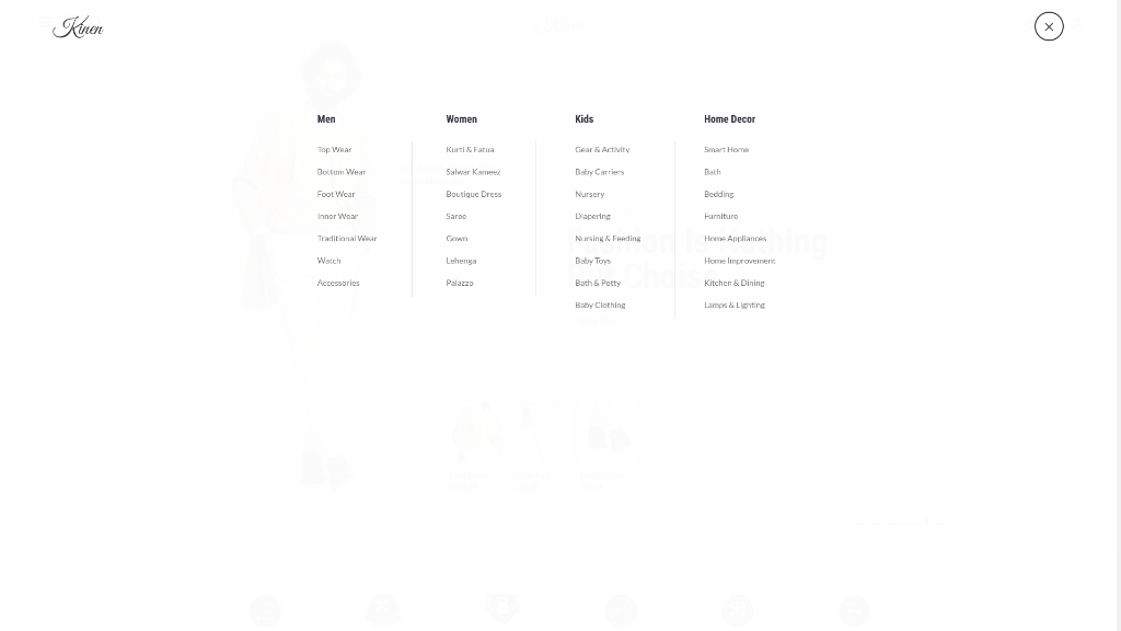 Multi-Category Mega Menu